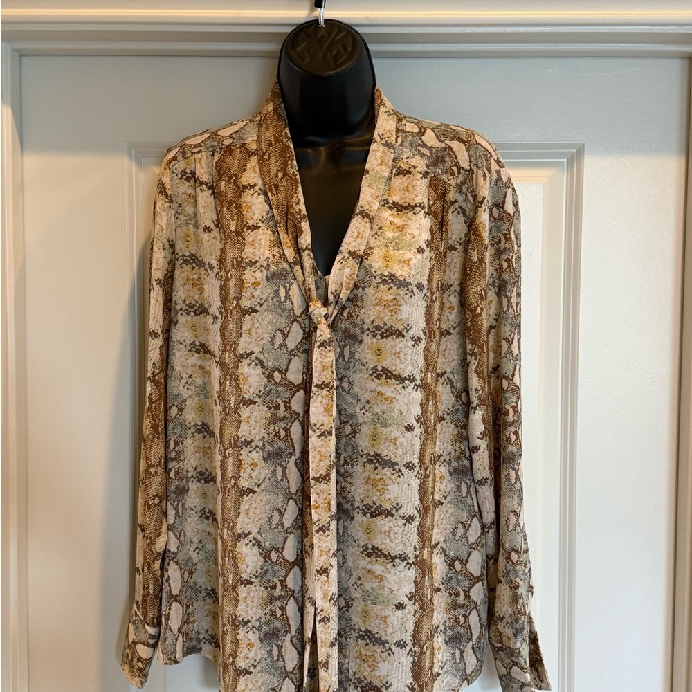 Rachel Zoe Women's Snake Print Blouse - Brown and Cream